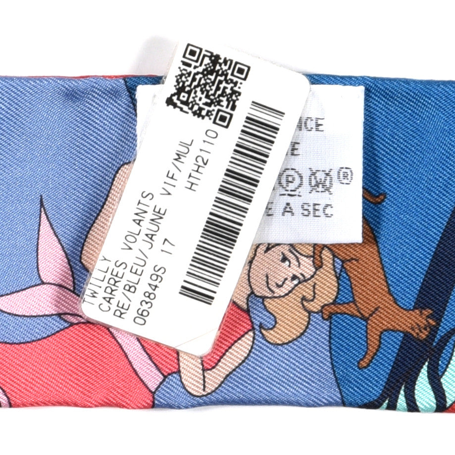 Silk Carres Volants Twilly Bleu Jaune Vif Multicolor