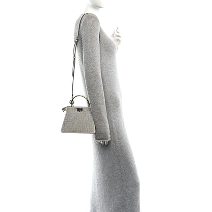 Fendi Iridescent Crystal Vitello Laminato Suede FF Petite Peekaboo I SEE U Satchel Cappuccino 2 of 9