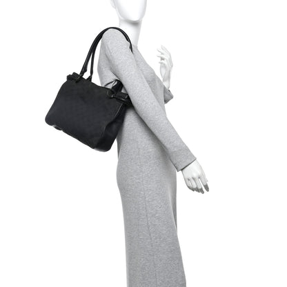 Gucci Monogram Denim GG Shoulder Bag Black 2 of 12