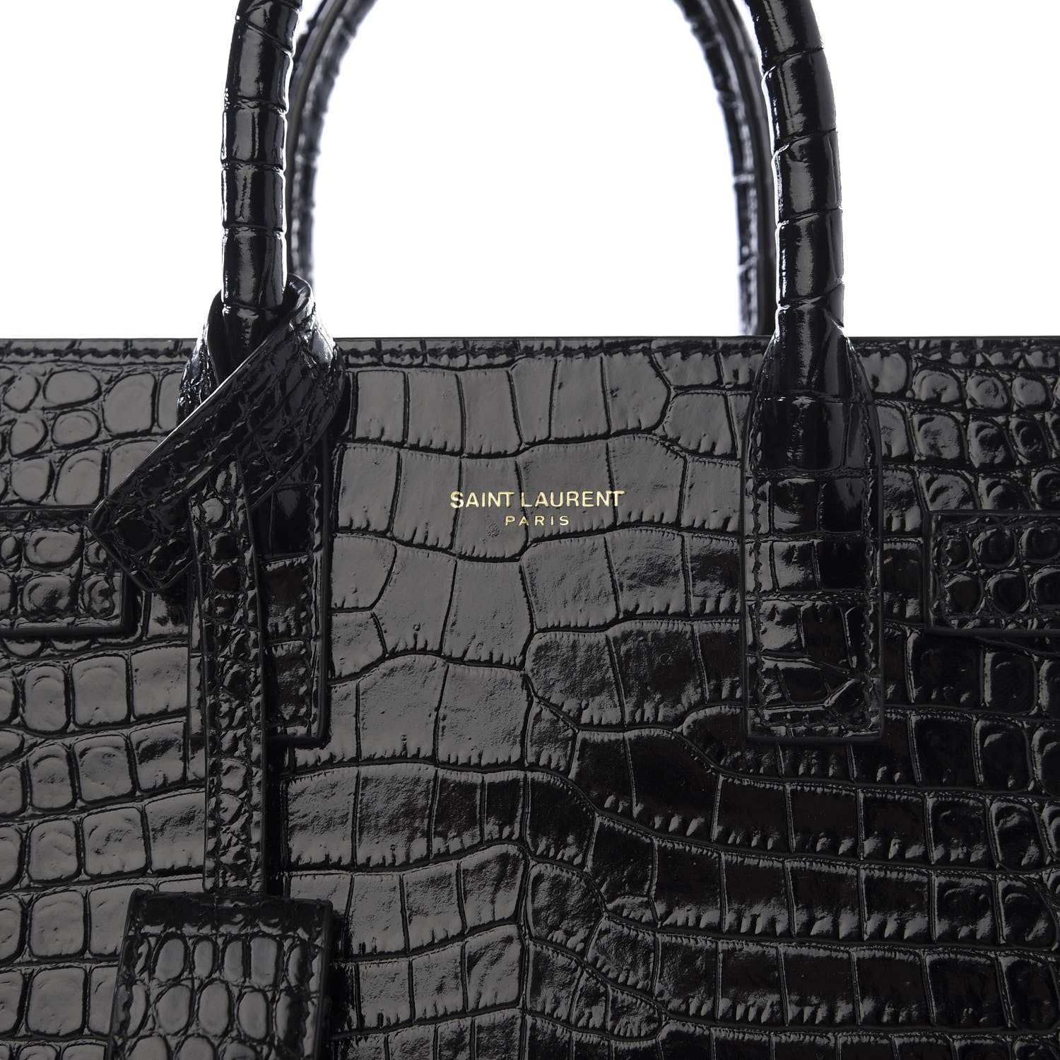 Saint Laurent Calfskin Crocodile Embossed Nano Sac De Jour Black 10 of 10