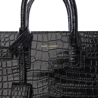 Saint Laurent Calfskin Crocodile Embossed Nano Sac De Jour Black 10 of 10