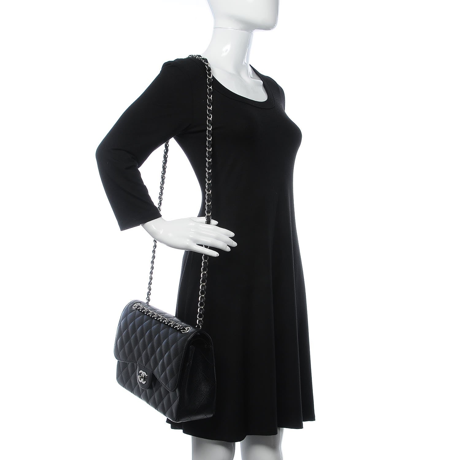 Chanel Caviar Quilted Jumbo Double Flap Black 2 of 7
