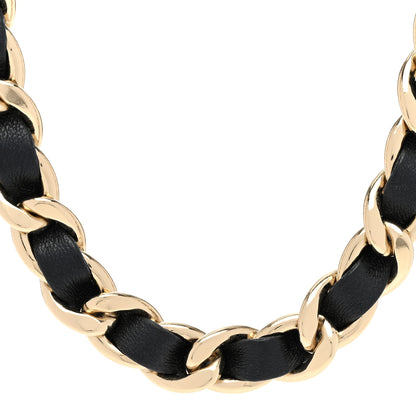 Chanel Metal Lambskin CC Chain Choker Necklace Black Gold 4 of 6