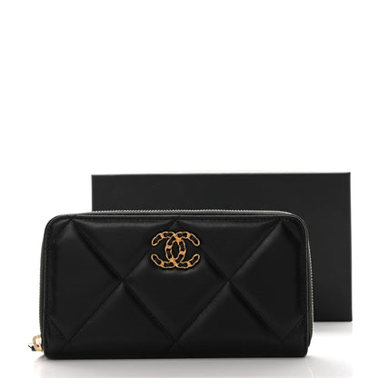 Chanel Lambskin Quilted 19 Long Zipped Around Wallet Black 9 of 9