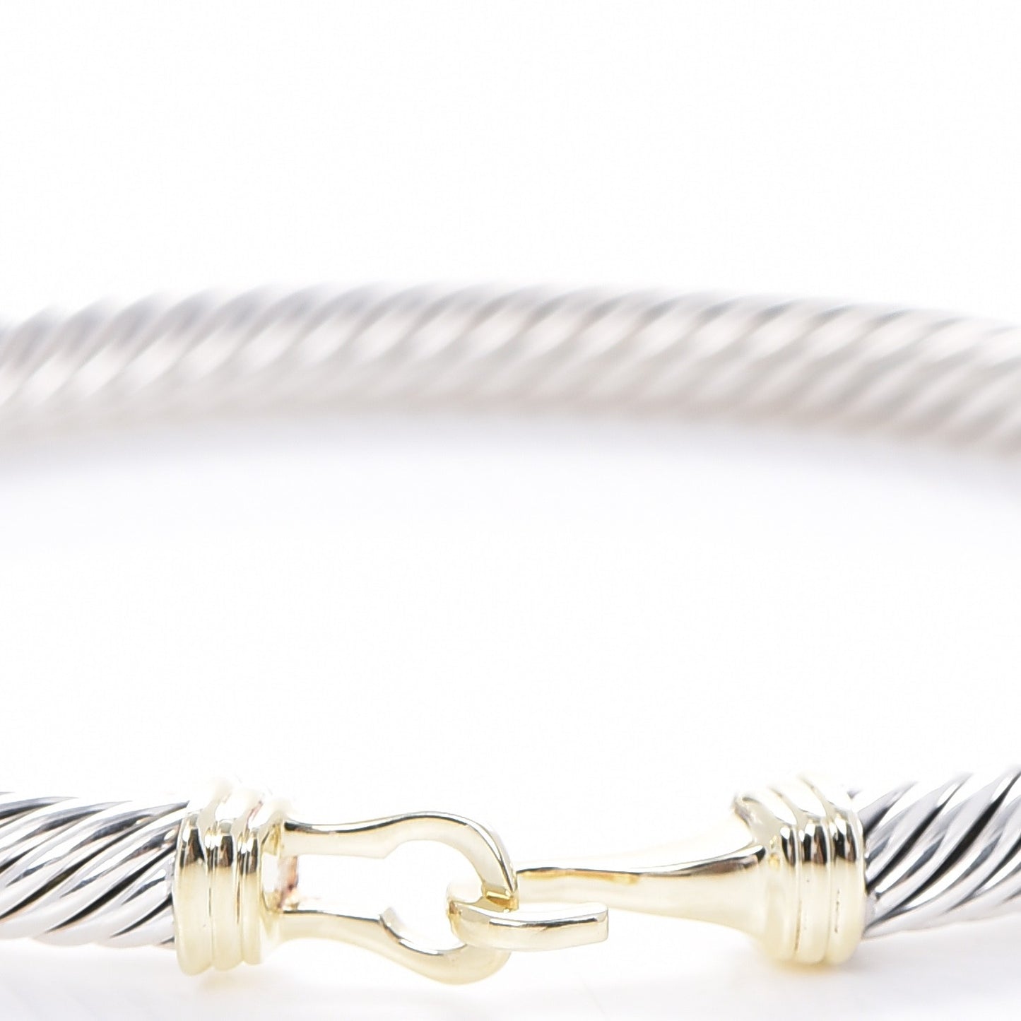 Sterling Silver 14K Yellow Gold 5mm Cable Classic Buckle Bracelet