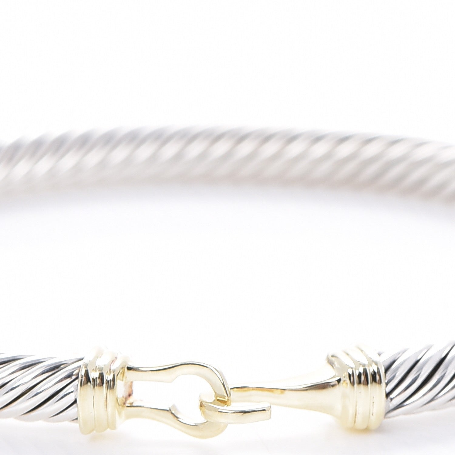David Yurman Sterling Silver 14K Yellow Gold 5mm Cable Classic Buckle Bracelet 4 of 6