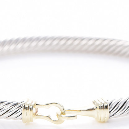 David Yurman Sterling Silver 14K Yellow Gold 5mm Cable Classic Buckle Bracelet 4 of 6