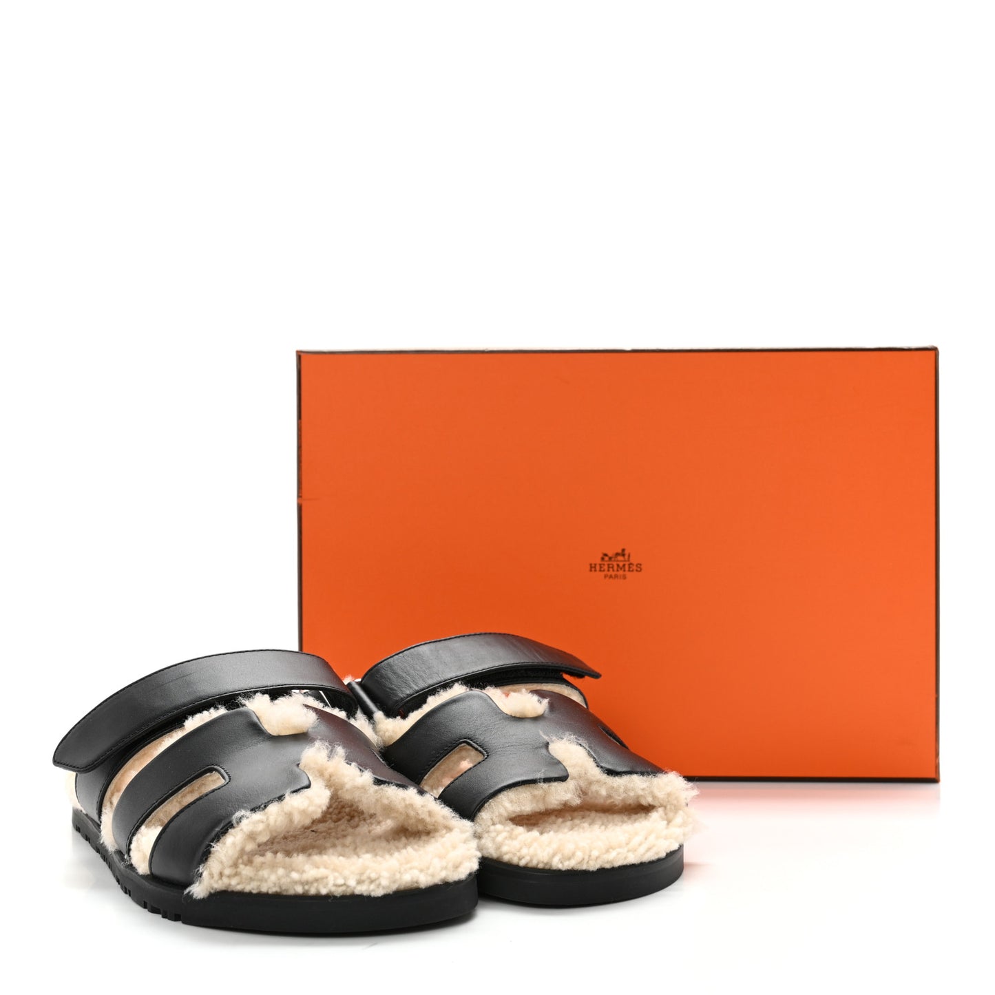 Calfskin Woolskin Womens Chypre Sandals 36 Black Ecru