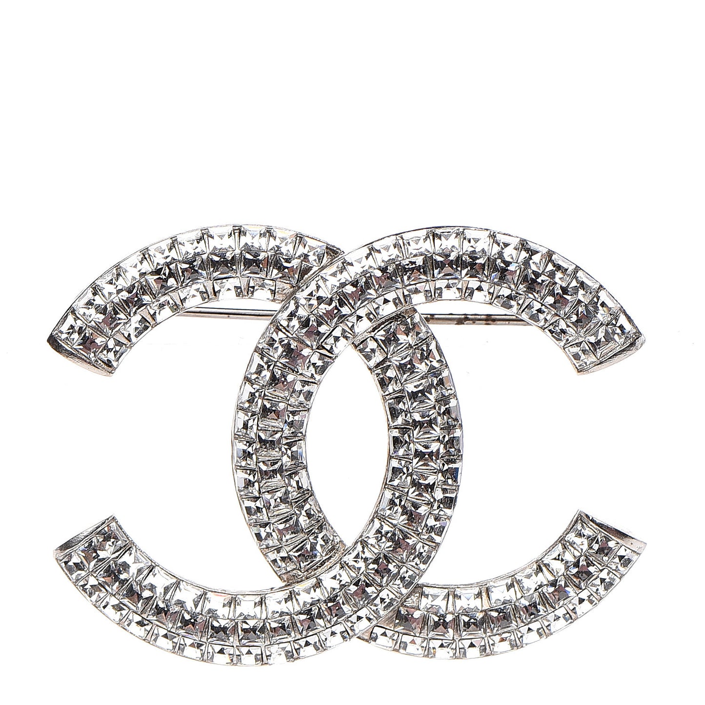 Baguette Crystal CC Brooch Silver