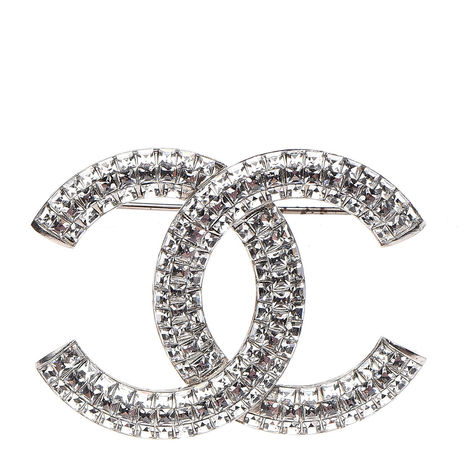 Chanel Baguette Crystal CC Brooch Silver 1 of 4