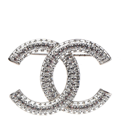 Chanel Baguette Crystal CC Brooch Silver 1 of 4
