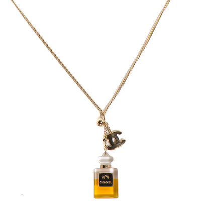 Chanel N°5 Perfume CC Necklace Gold 1 of 5