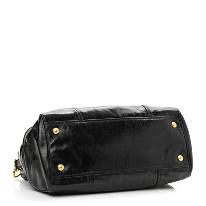 Miu Miu Vitello Shine Top Handle Satchel Black 4 of 9