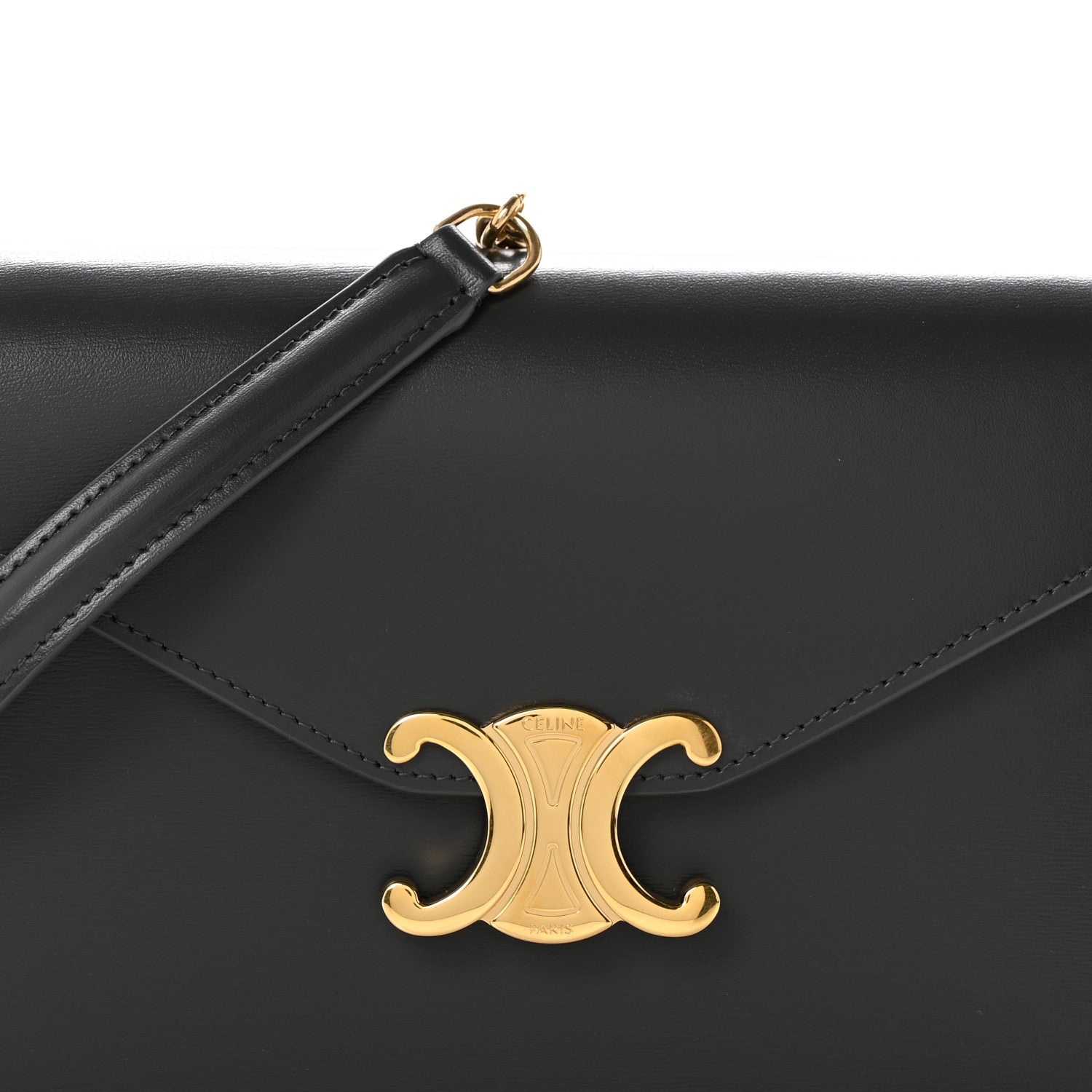 Celine Shiny Calfskin Triomphe Margo Wallet on Chain Anthracite 9 of 14