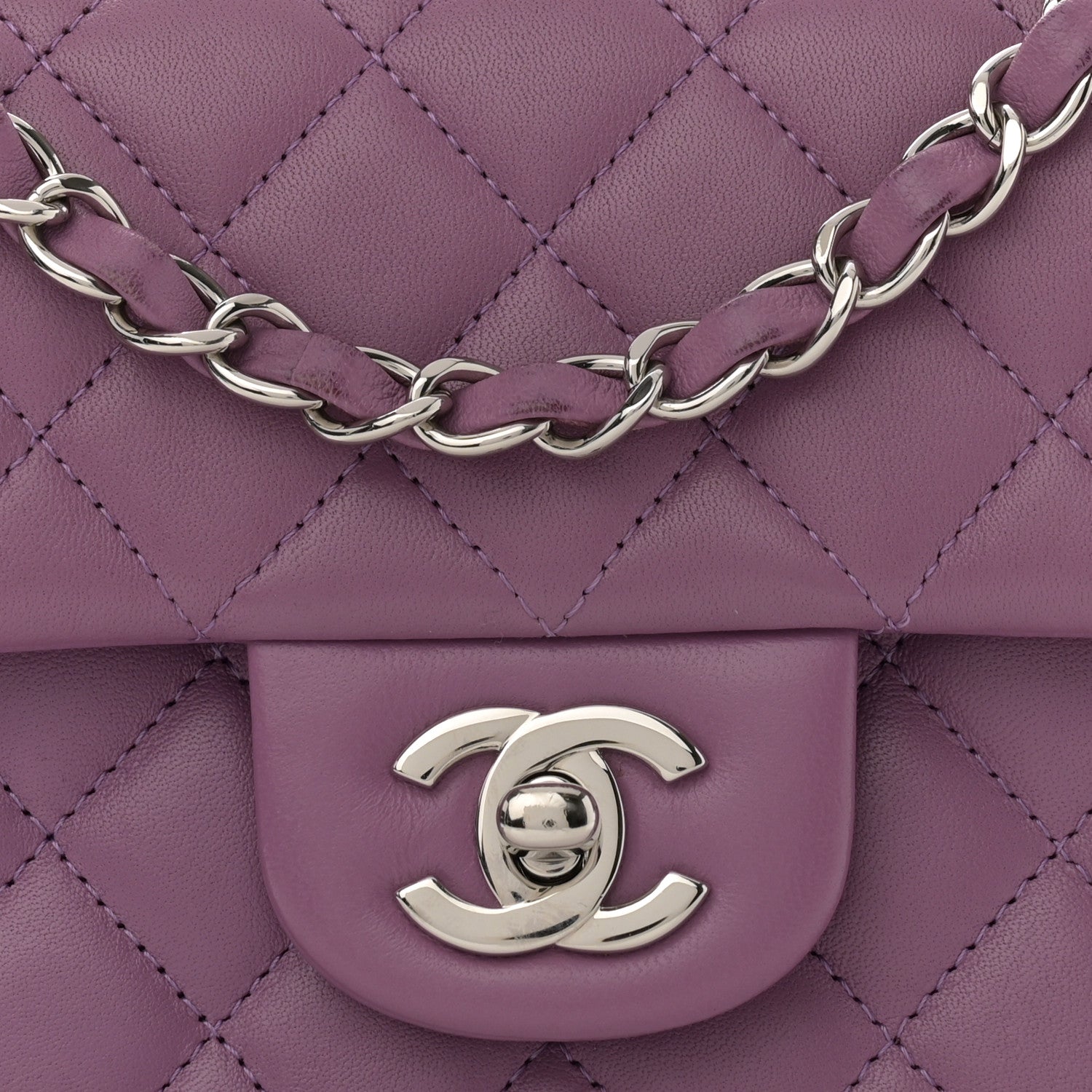 Chanel Lambskin Quilted Mini Rectangular Flap Purple 8 of 13