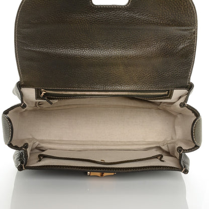 Gucci Calfskin Large New Bamboo Top Handle Bag Olive Green 5 of 9