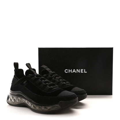 Chanel Suede Calfskin Velvet Grosgrain CC Sneakers 39 Black 9 of 9