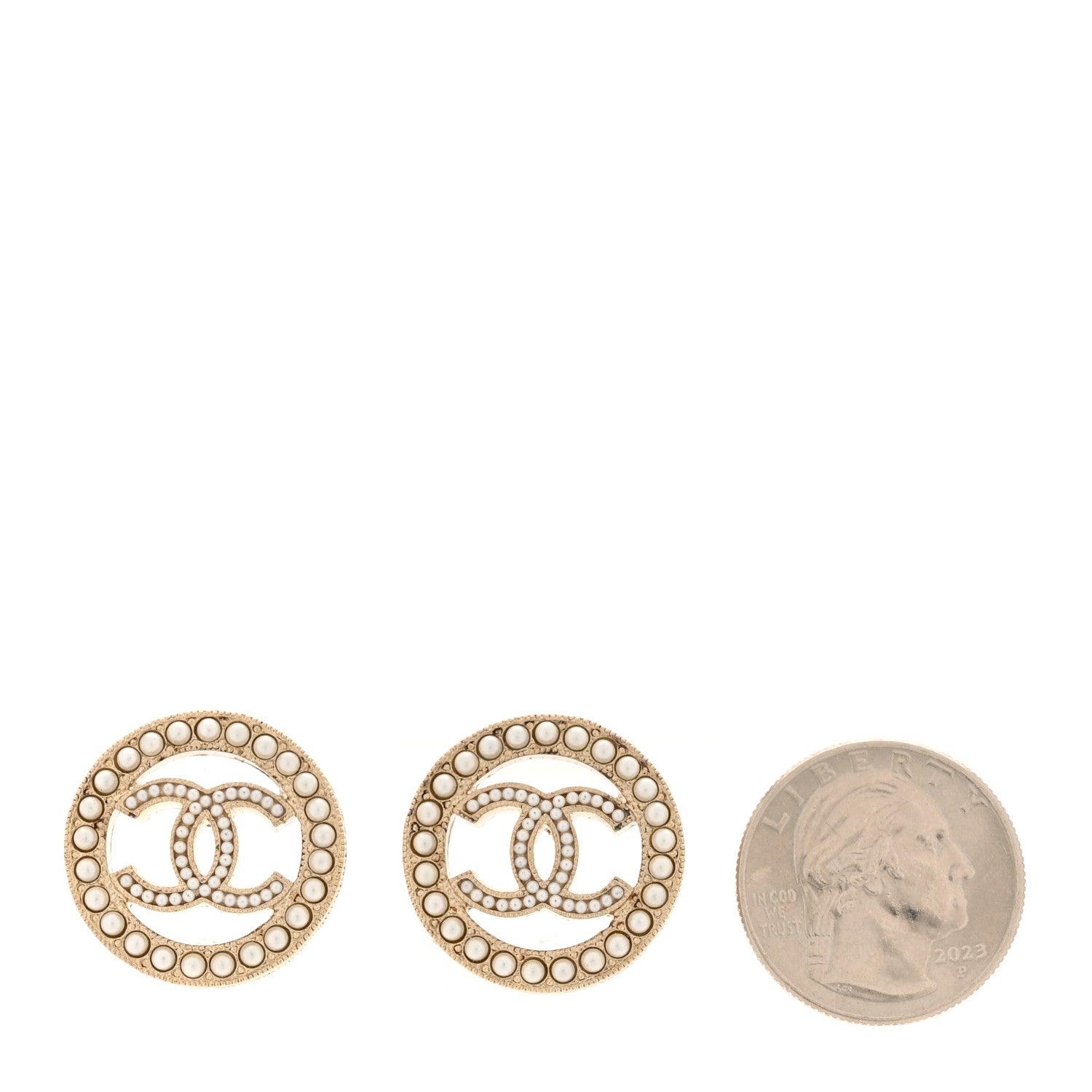 Chanel Pearl CC Round Earrings Gold 2 of 6
