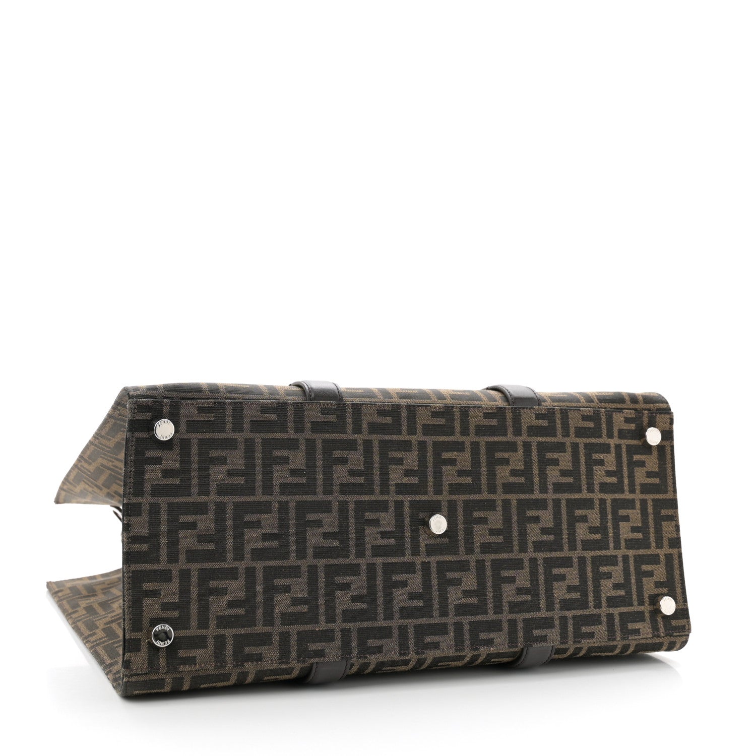 Fendi Recycled Fabric Jacquard Vitello Astro FF 1974 Shopping Tote Tobacco Moro Ebano 4 of 12