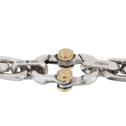 Tiffany Sterling Silver 18K Yellow Gold Wide Makers Chain Link Bracelet 3 of 3