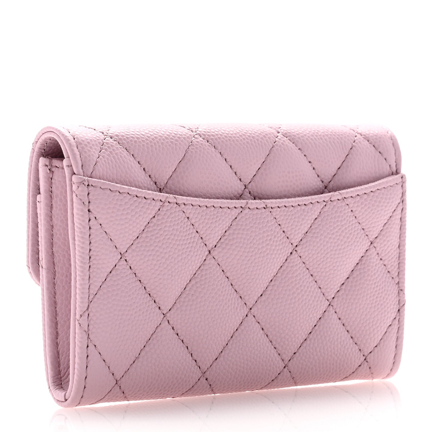 Caviar Quilted Flap Card Holder Wallet Light Pink