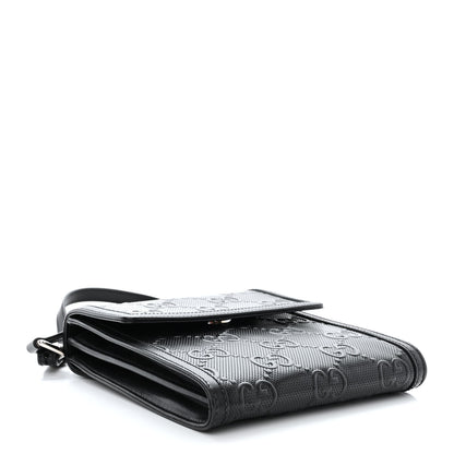 Gucci Calfskin GG Tennis Embossed Messenger Bag Black 4 of 13