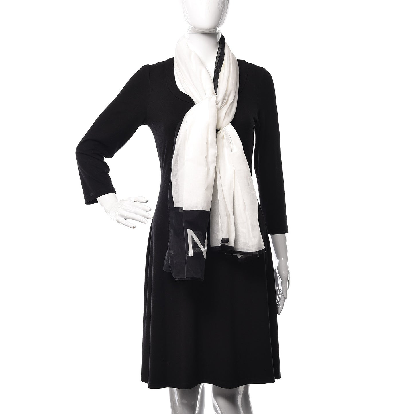 Cotton CC Scarf Black White