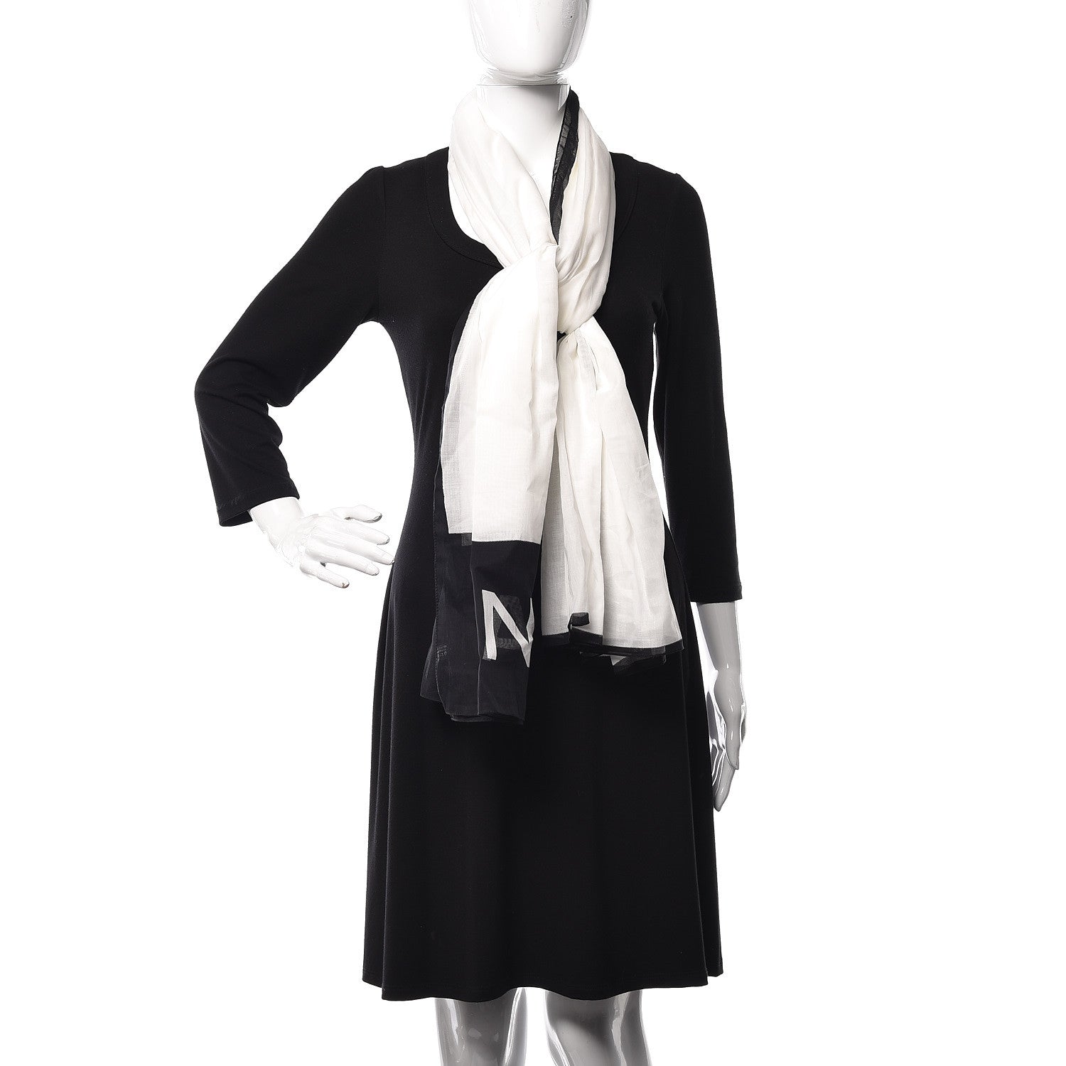 Chanel Cotton CC Scarf Black White 2 of 5