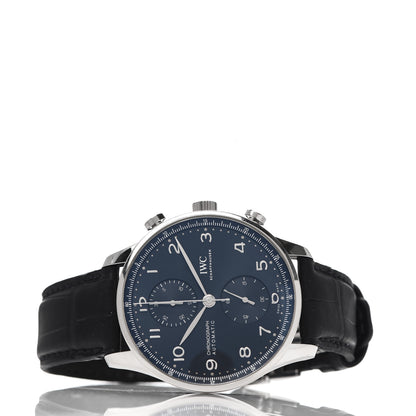 IWC Stainless Steel Alligator 41mm Portugieser Chronograph Automatic Watch Black IW371606 2 of 5