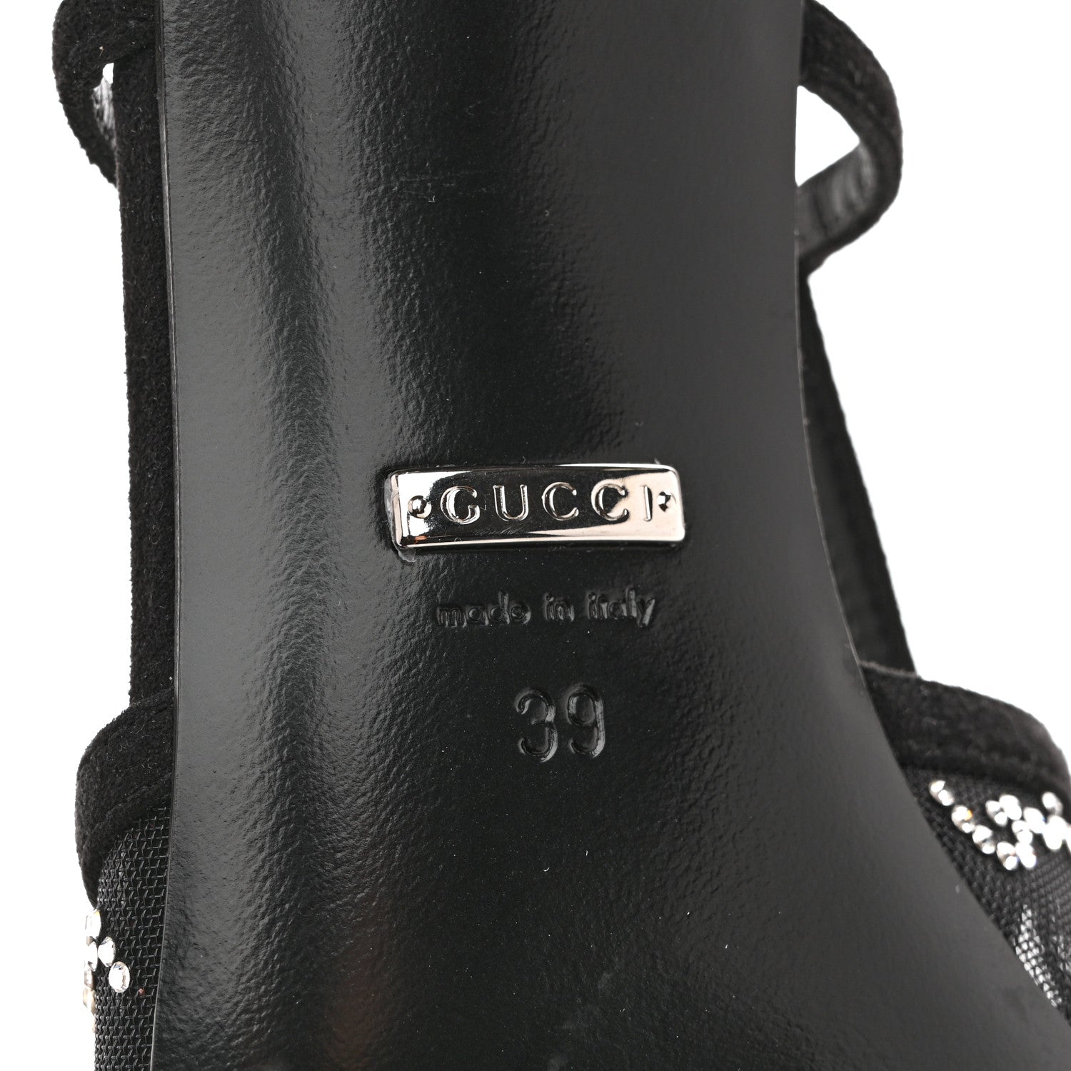 Gucci Tela Retino Kid Scamosciato Crystal GG Monogram Square G 35mm Slingback Pumps 39 Black 14 of 19