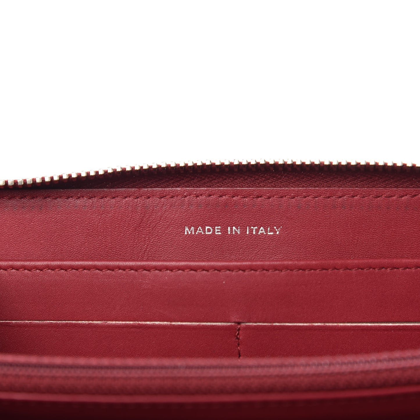 Calfskin Double Stitch Hamptons Zip Around Wallet Red