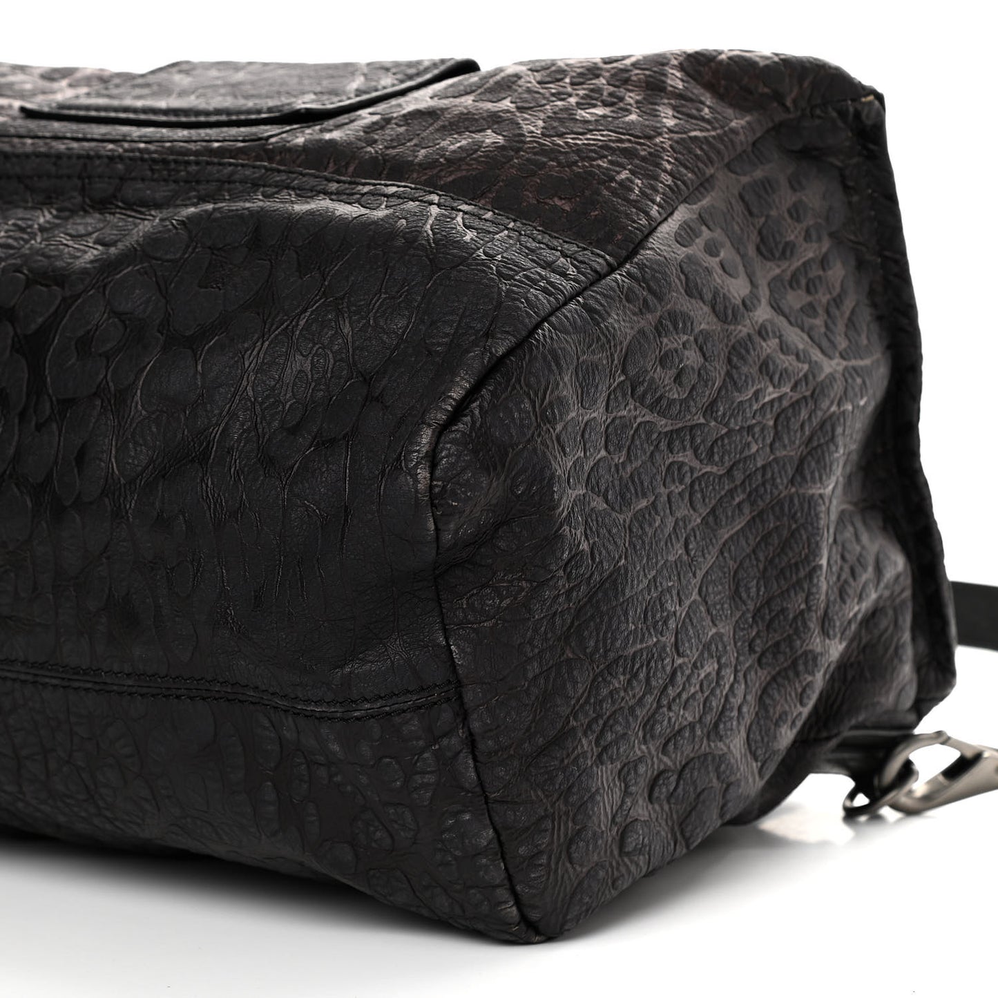 Calfskin Leopard Embossed Large Pandora Black