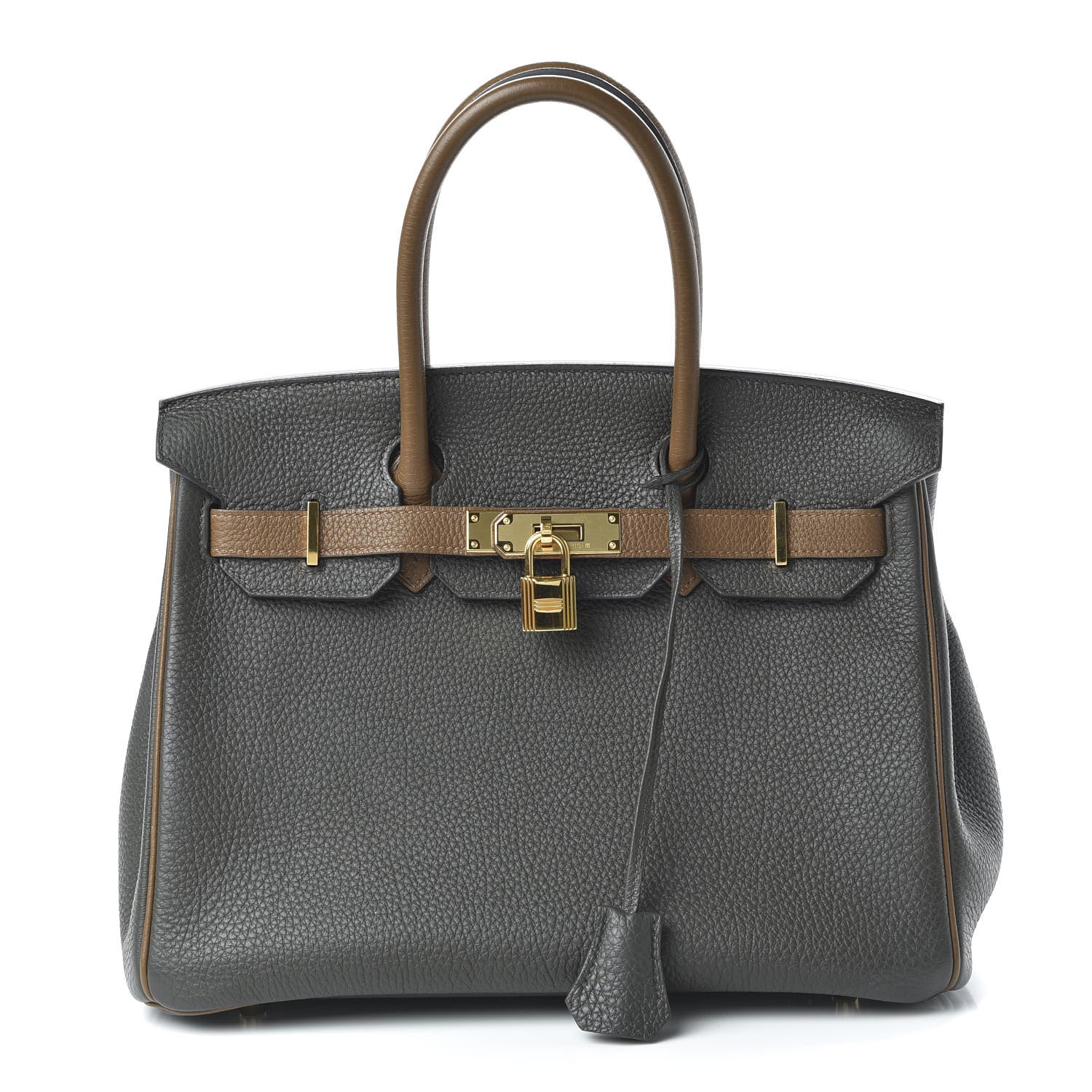 Hermes Togo Bi-Color Horseshoe Birkin 30 Vert de Gris Gold 1 of 12