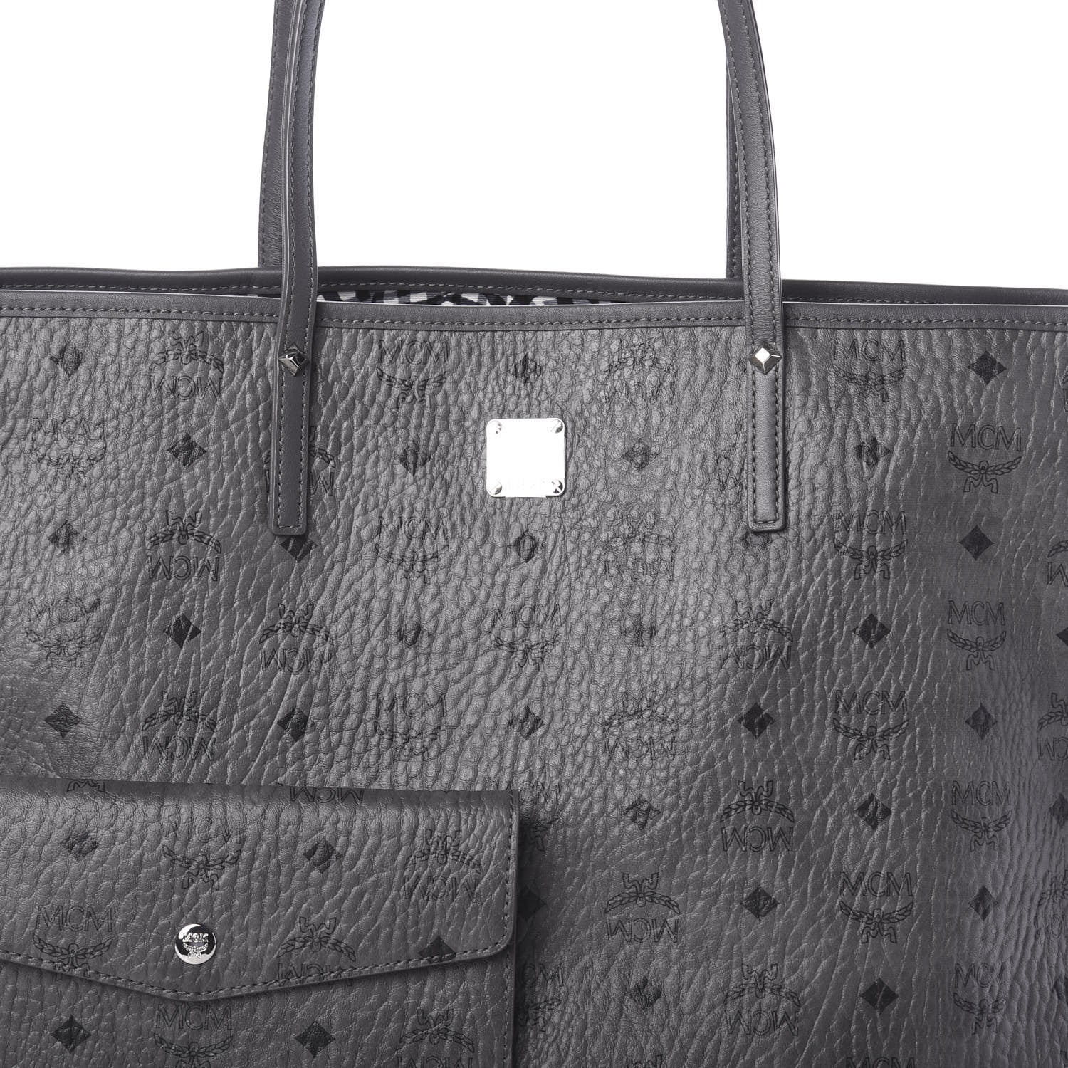 MCM Visetos Medium Reversible Shopper Tote Phantom Grey 7 of 13