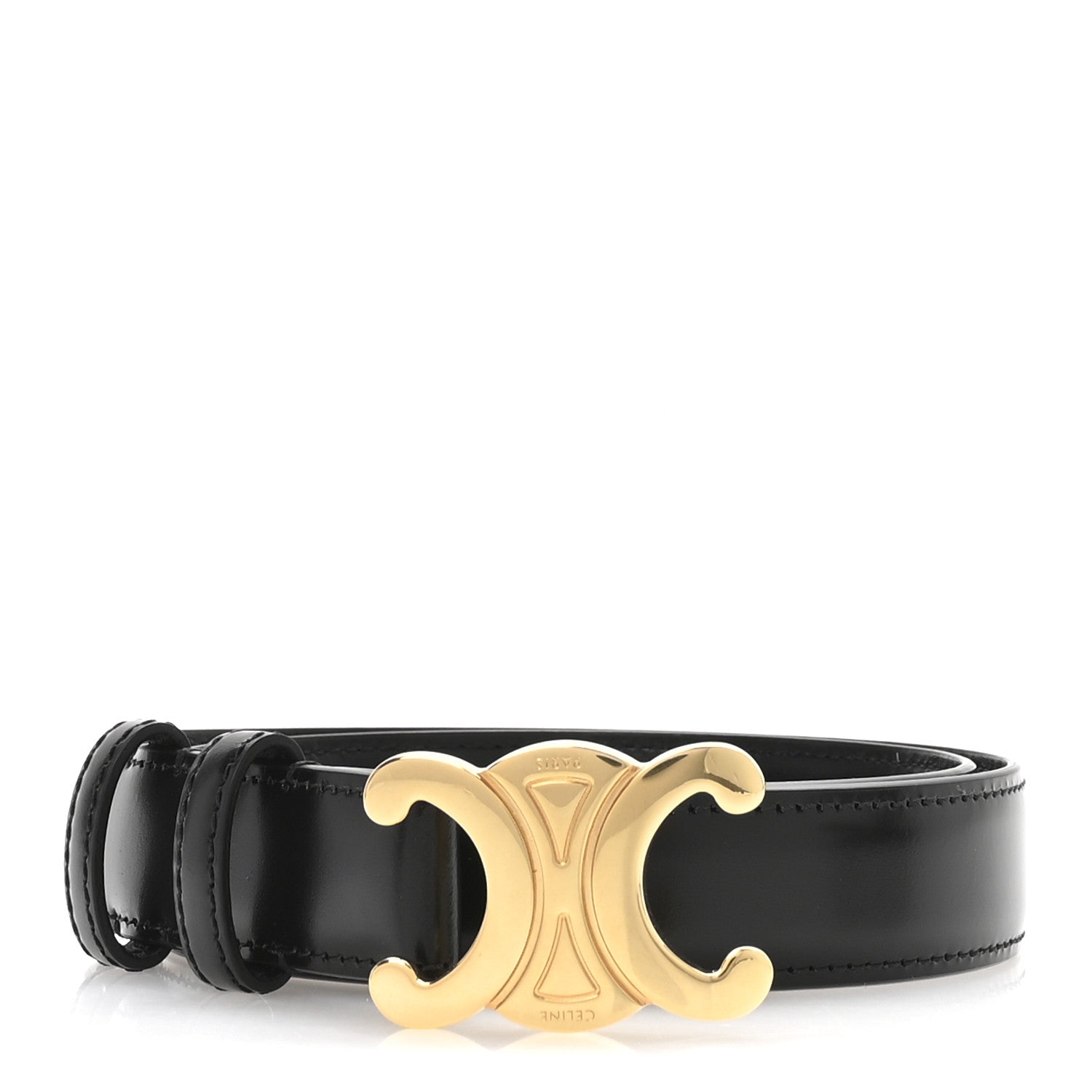 Celine Box Calfskin Small 18mm Triomphe Belt 70 28 Black 1 of 6