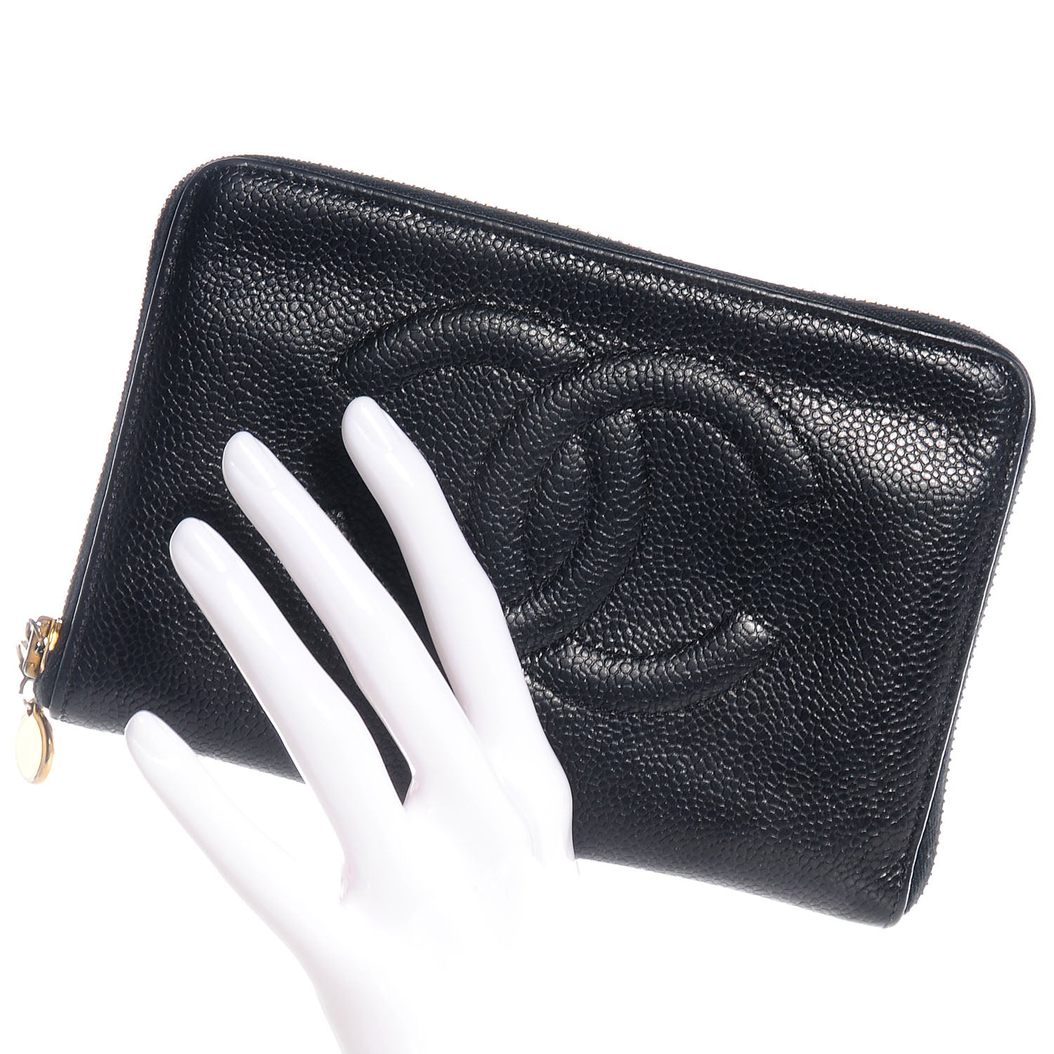 Chanel Caviar CC Zip Around Wallet Black 2 of 9