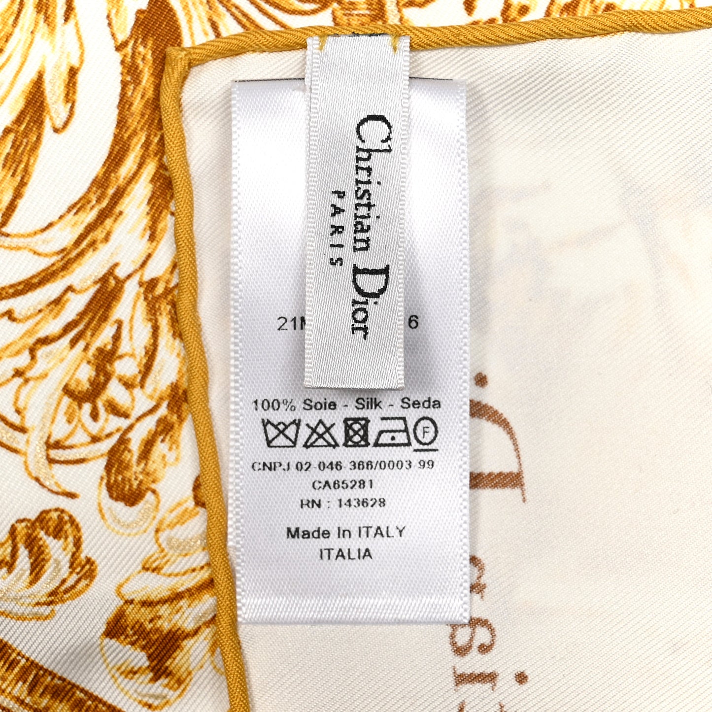 Silk Square Scarf White Gold