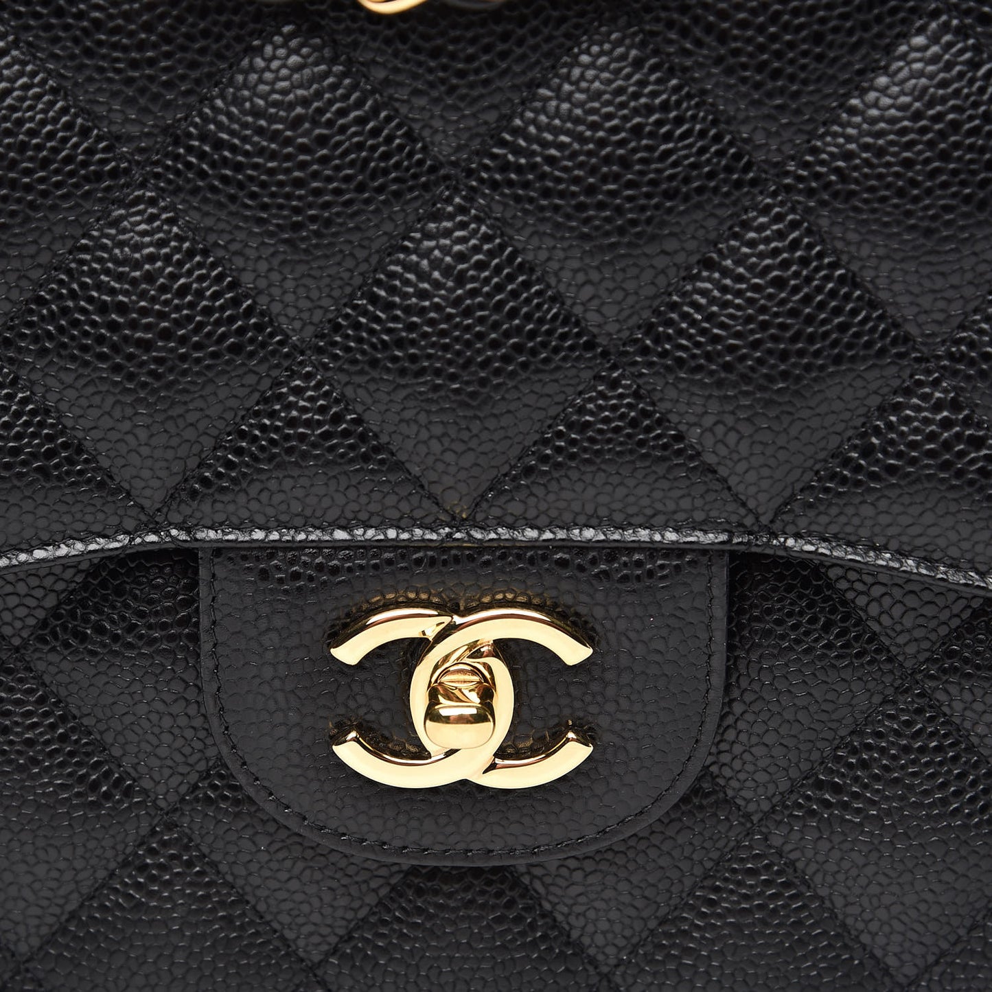 Caviar Quilted Jumbo Double Flap Black