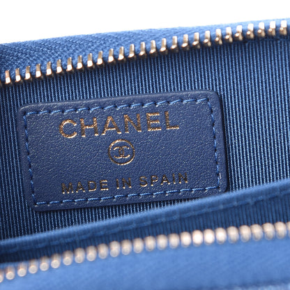 Chanel Metallic Caviar Quilted Zip Coin Purse Dark Blue 6 of 8