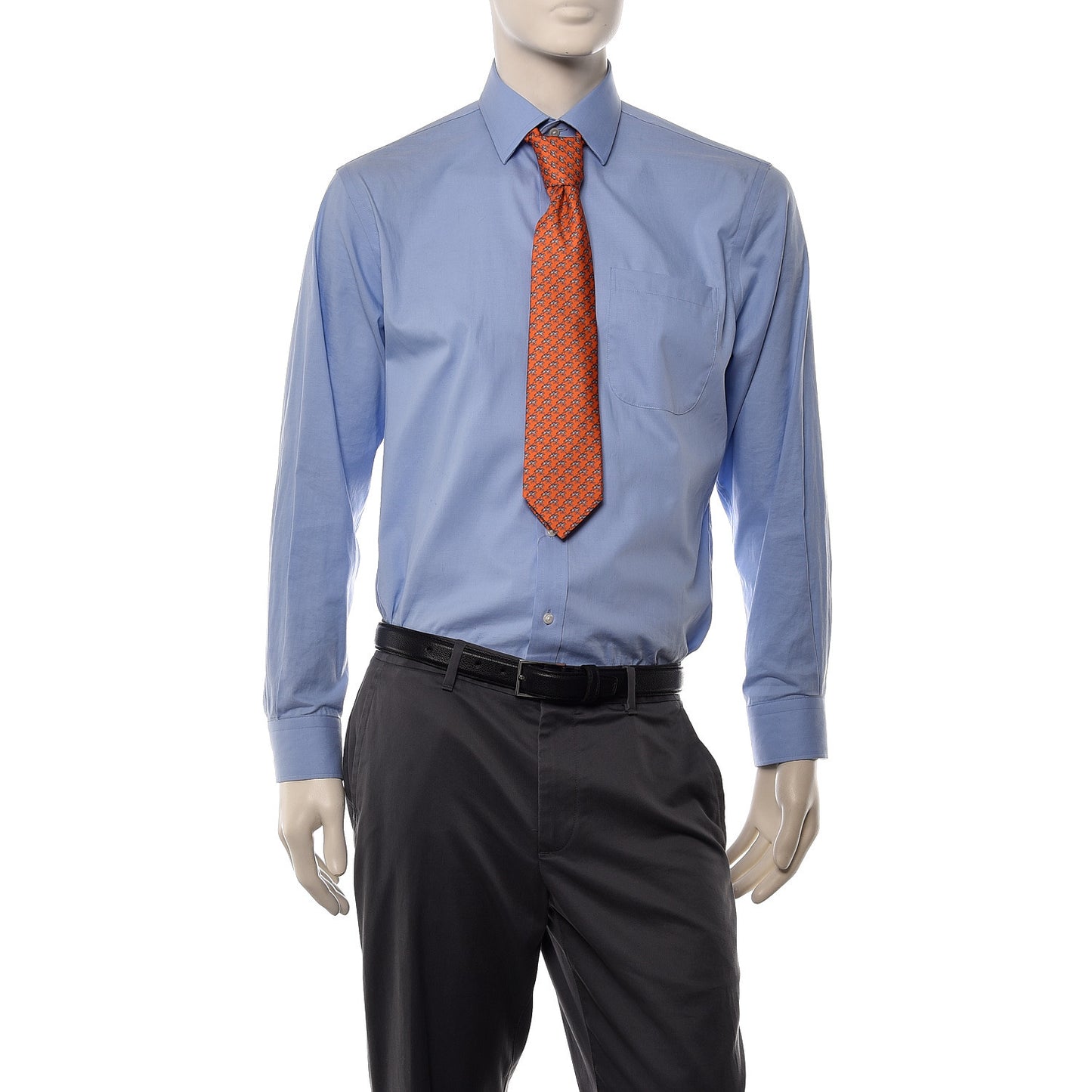Silk Printed Mens Neck Tie Orange Gris Bleu Gris