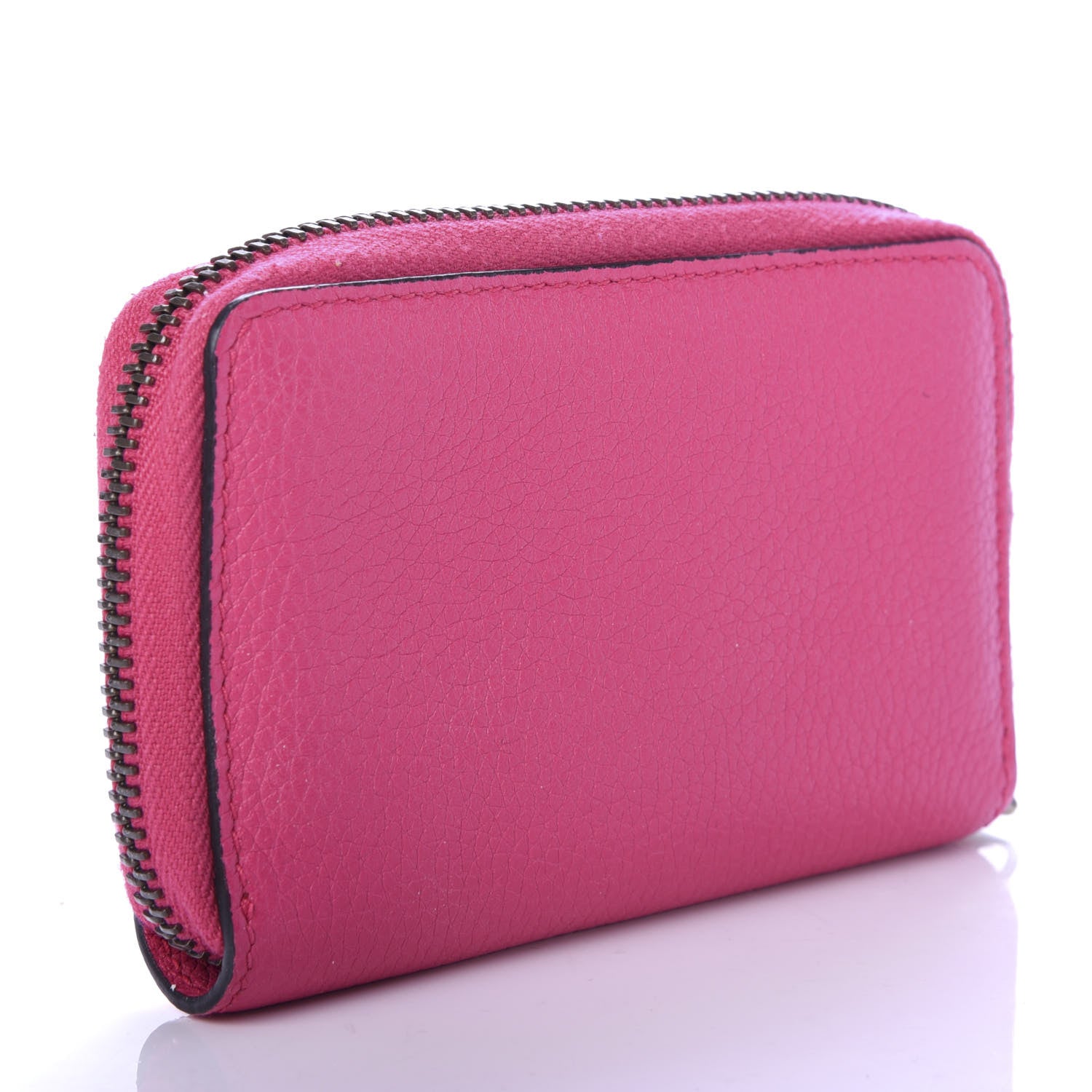 Gucci Grained Calfskin Logo Zip Around Card Case Box Pink Green 3 of 8