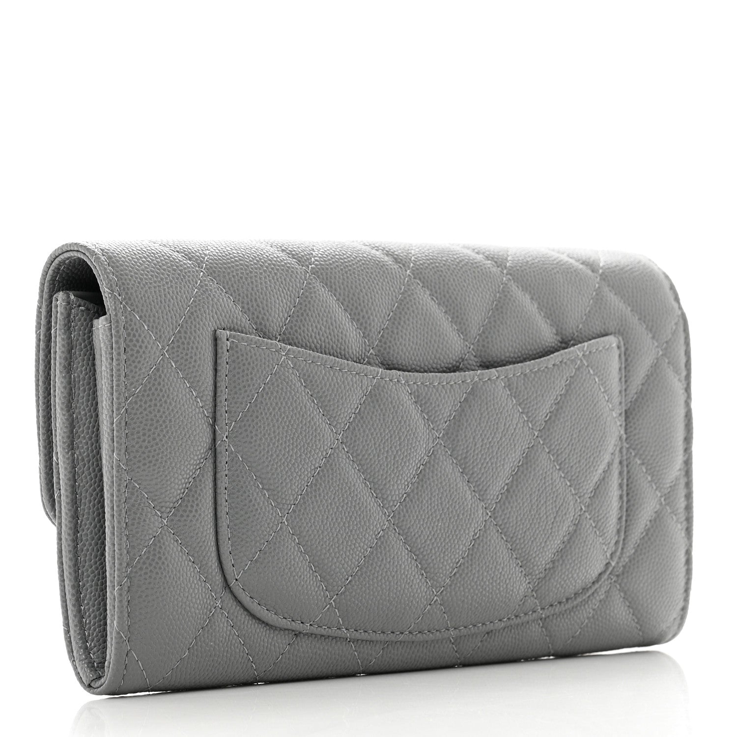 Chanel Caviar Quilted Large Gusset Flap Wallet Grey 3 of 9