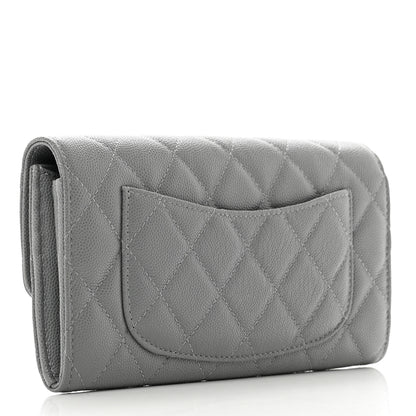Chanel Caviar Quilted Large Gusset Flap Wallet Grey 3 of 9
