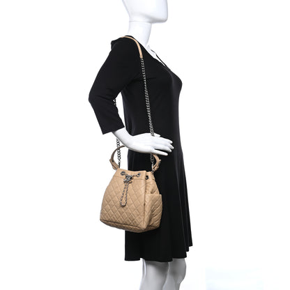 Chanel Lambskin Quilted Small CC Chain Bucket Drawstring Bag Light Beige 2 of 9