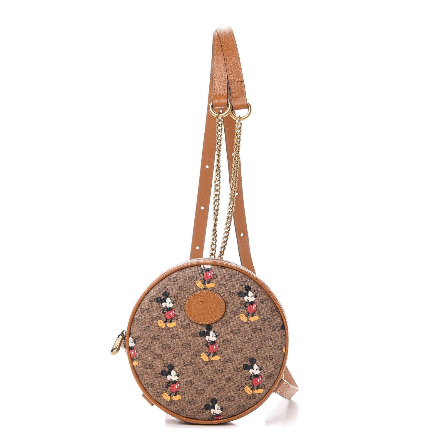 Gucci X DISNEY Mini Vintage GG Supreme Monogram Mickey Mouse Round Backpack Beige Vintage Sun Oil 1 of 8