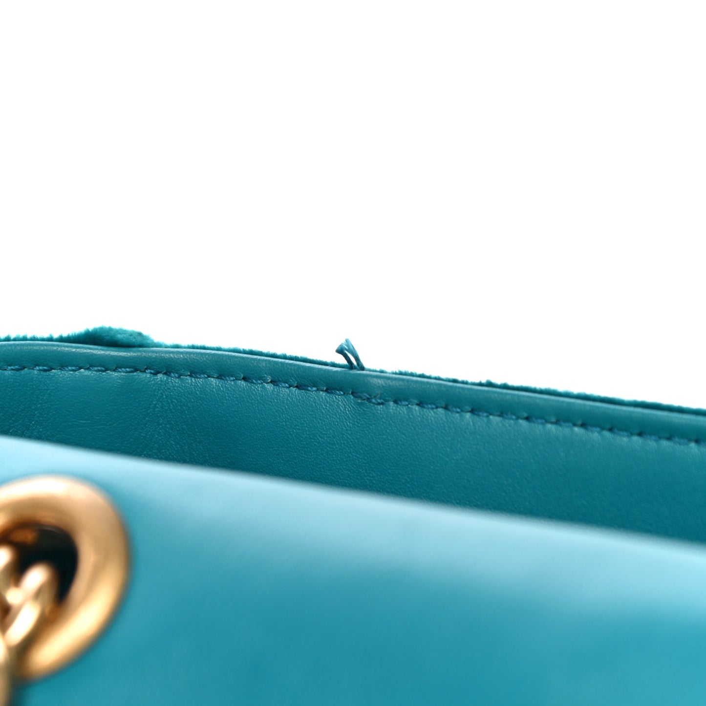 Velvet Matelasse Small GG Marmont Shoulder Bag Pavone Cyan