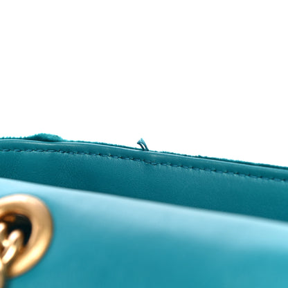 Gucci Velvet Matelasse Small GG Marmont Shoulder Bag Pavone Cyan 14 of 14