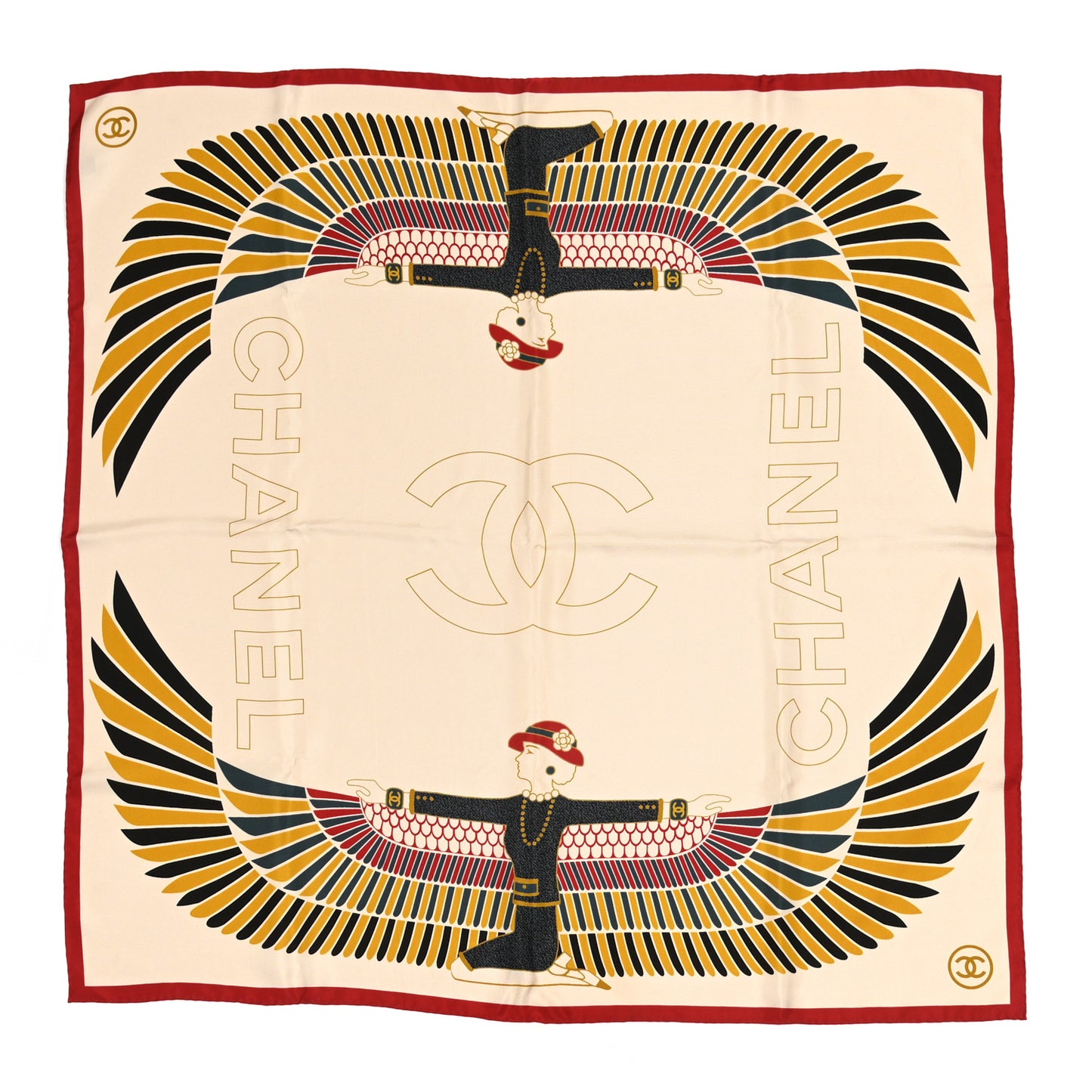 Silk Metiers D'Art Egypt Square Scarf Biege Red