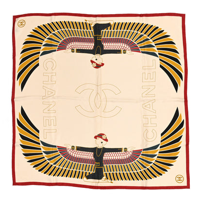 Chanel Silk Metiers D'Art Egypt Square Scarf Biege Red 1 of 3