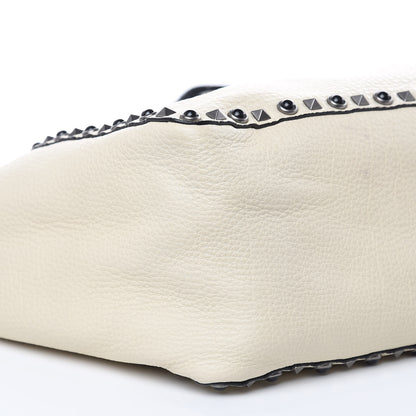 Valentino Garavani Stampa Alce Calfskin Medium Guitar Strap Rockstud Rolling Reversible Tote Black Ivory 11 of 14